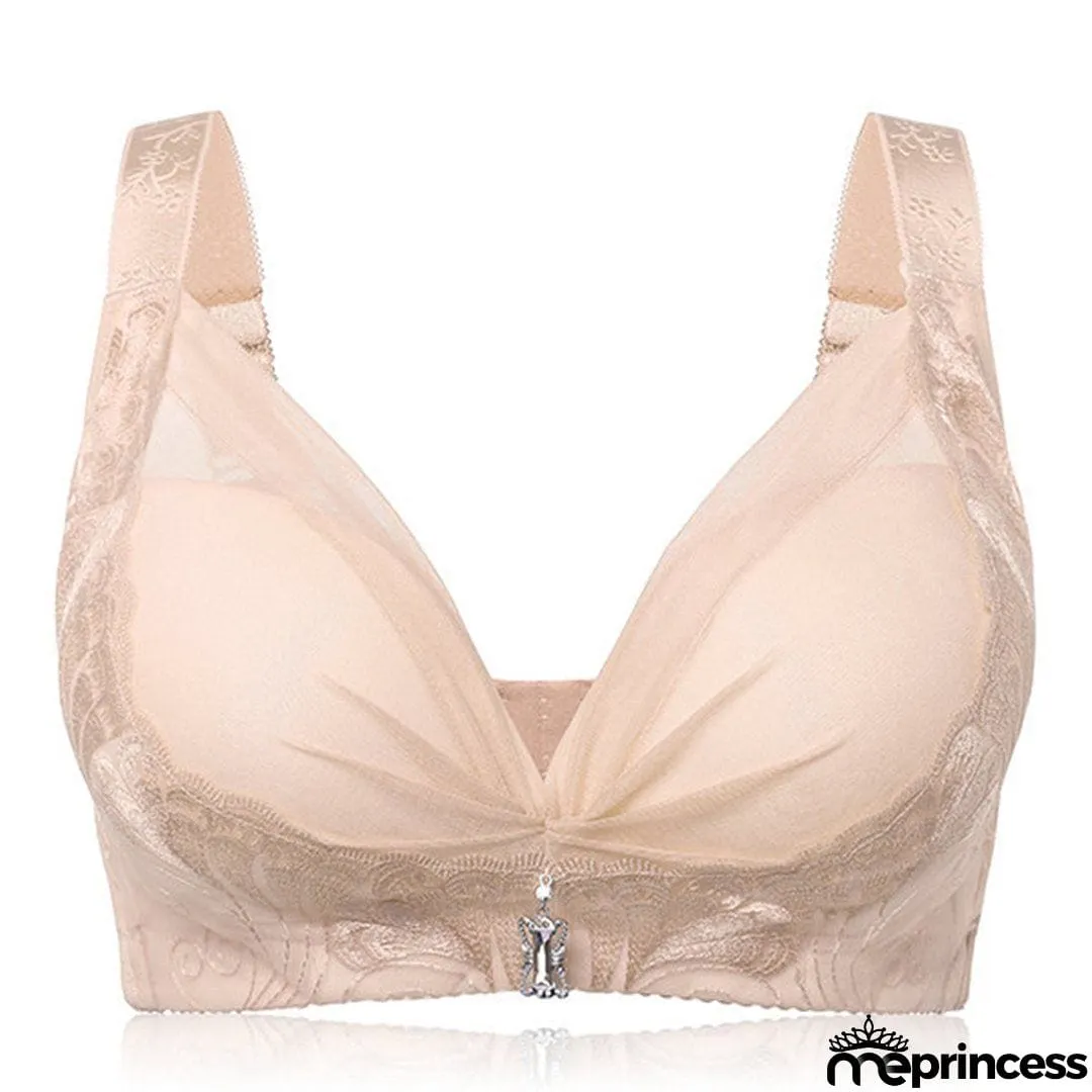 Women's Deep Plunge Wireless Soft Fibroin Bras - Light Orange