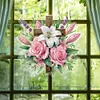 (US Local)Cross Rose Theme   DIY Diamond Art Pendant Wall Decor for Home & Windows