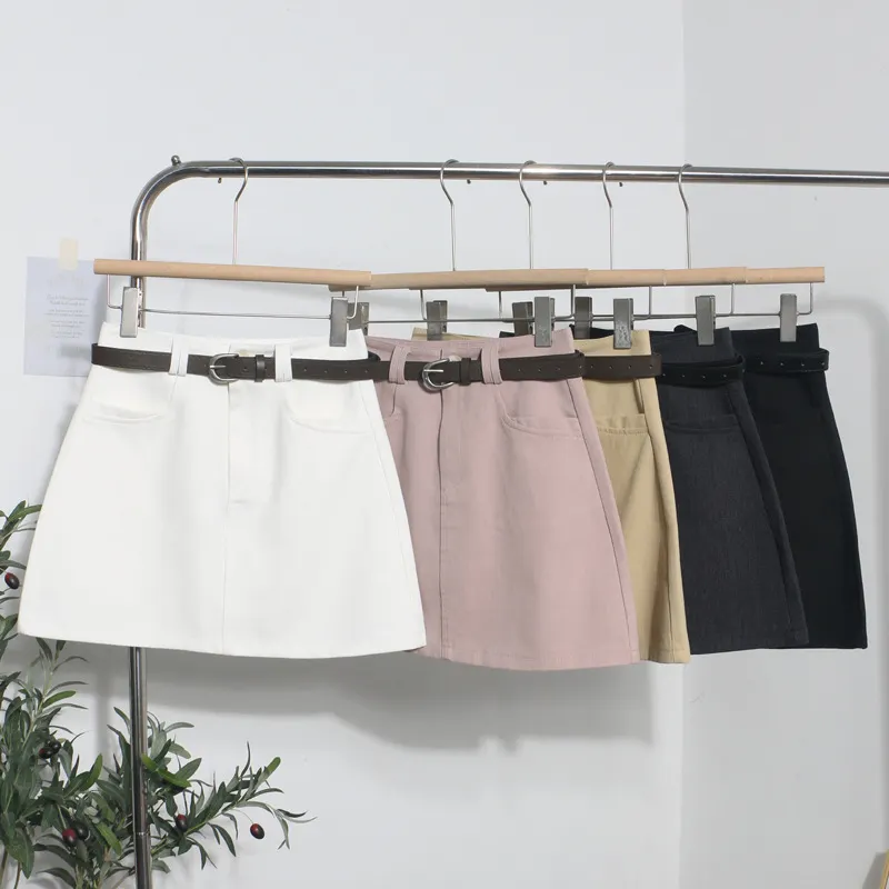 Brownm Real Shooting Kin Color High-Rise Thin Bag Hip Skirt 2025 New Hundred With Belt A Short Skirt 9997