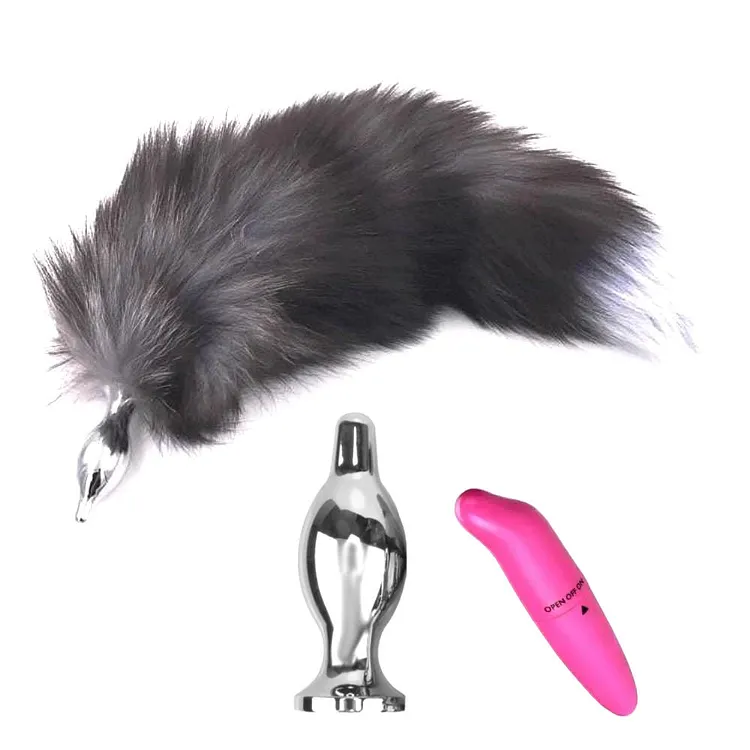 Dark Fox Tail With Vibrating Anal Plug, 15
