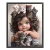 Little Girl And Cat-11CT Stamped Cross Stitch 40*50cm/15.75*19.69in