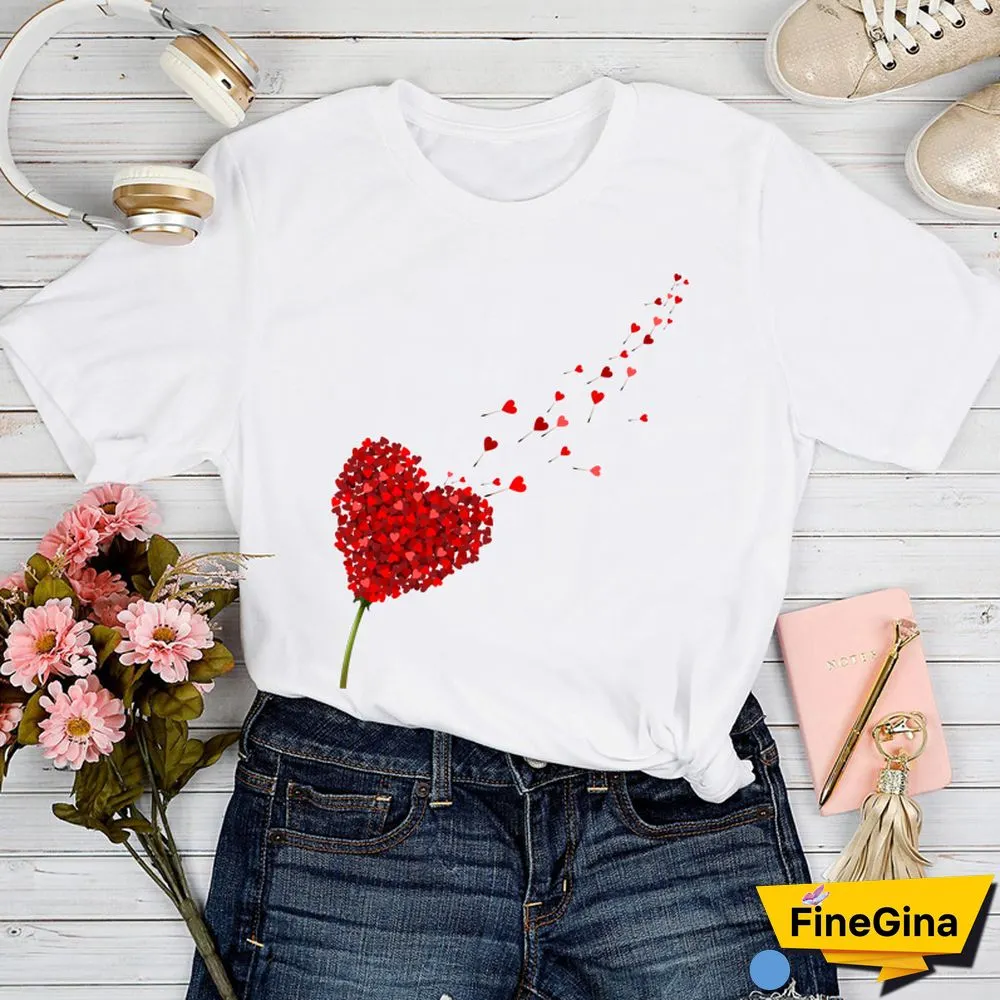 T-shirts Women Love Geometric Trend Style 90s Spring Summer Tshirt Top Lady Print Clothes Graphic Female Tee T-Shirt