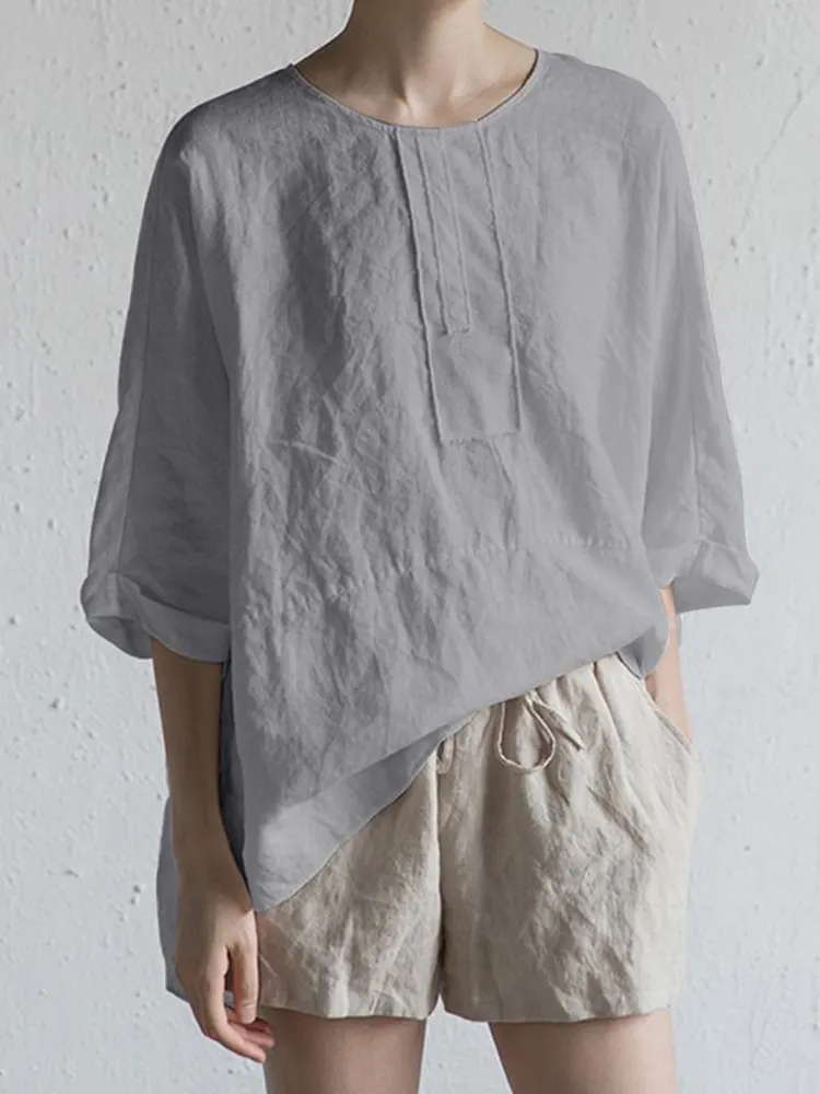 Vintage Loose Fit Bat Sleeve Shirt