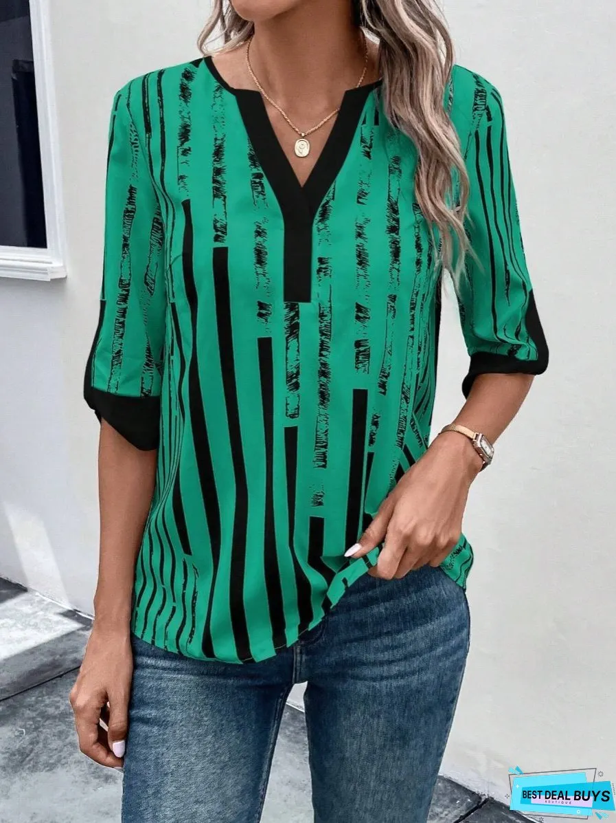 Color Block Floral Print Half Sleeve Shirt