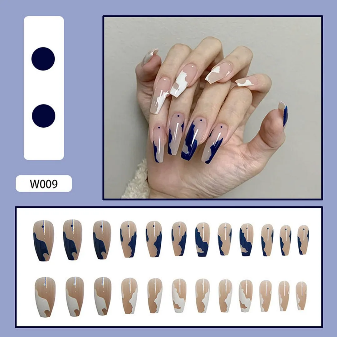 24pcs/Box Long Coffin False Nails with Dragon Pattern Design Ballerina Manicure Patches Press On Nails Full Cover Nail Tips-Nail Inspo