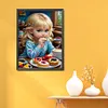 Blonde Little Girl Eating Breakfast-11CT Stamped Cross Stitch 40*55cm/15.75*21.65in