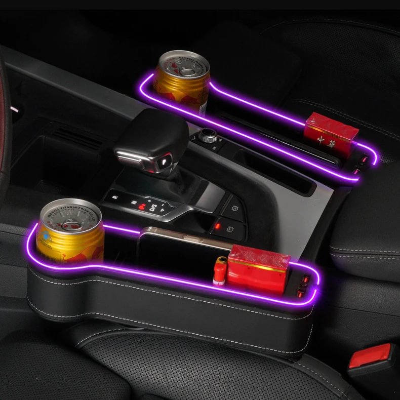 Car seat gap colorful atmosphere light storage box