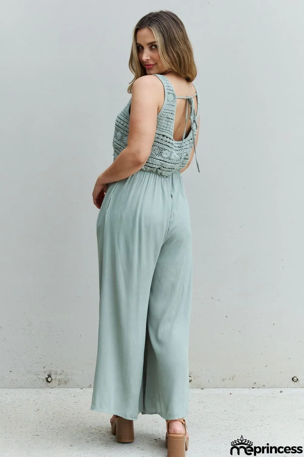HEYSON Watch Me Full Size Crochet Detail Jumpsuit