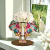 Diamond Painting Wooden Elephant Diamond Painting Flower Vase Ornaments for Home Office Decor