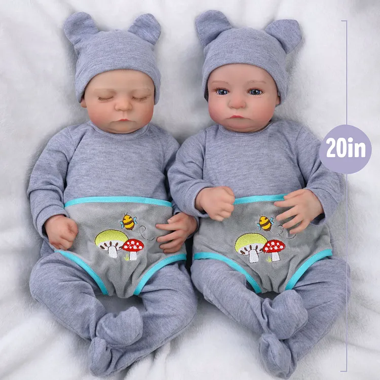Babeside Sleeping Reborn Baby Noah & Aiden 20'' Little Infant Twins Best Gift for Kids