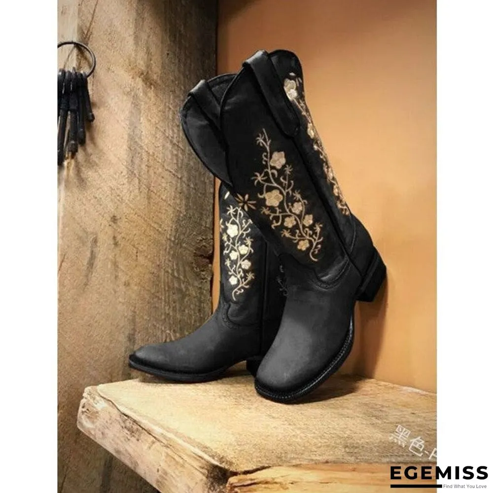 Knight Women's Boots Flat Bottom Embroidered Martin Boots | EGEMISS