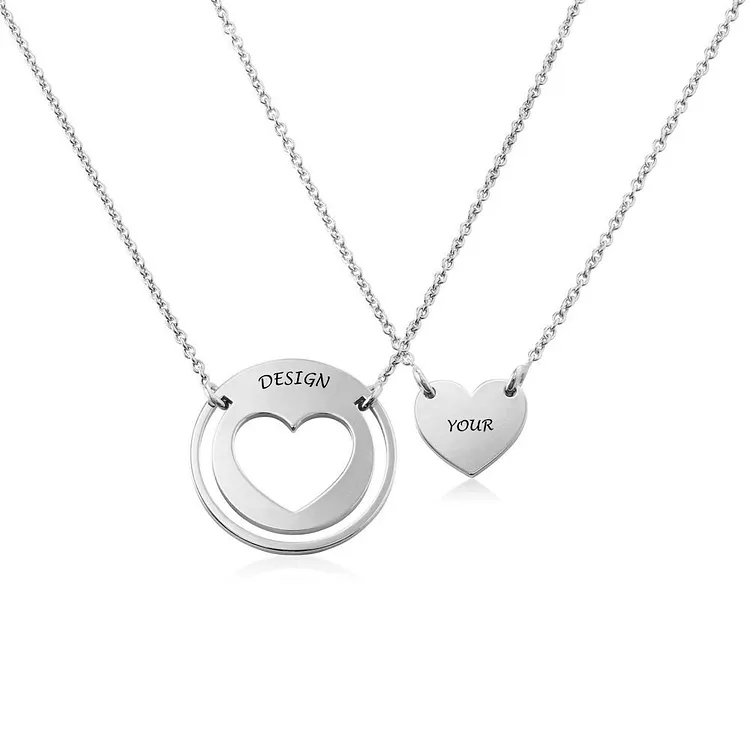 Personalized Design Heart Shaped Couple Necklace