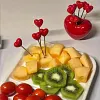 5/10 pi&egrave;ces Fourchettes &agrave; fruits en forme de coeur rouge en acier inoxydable