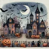 (Stamped/Counted) Halloween House-11CT Cross Stitch 50*50cm/19.69*19.69in