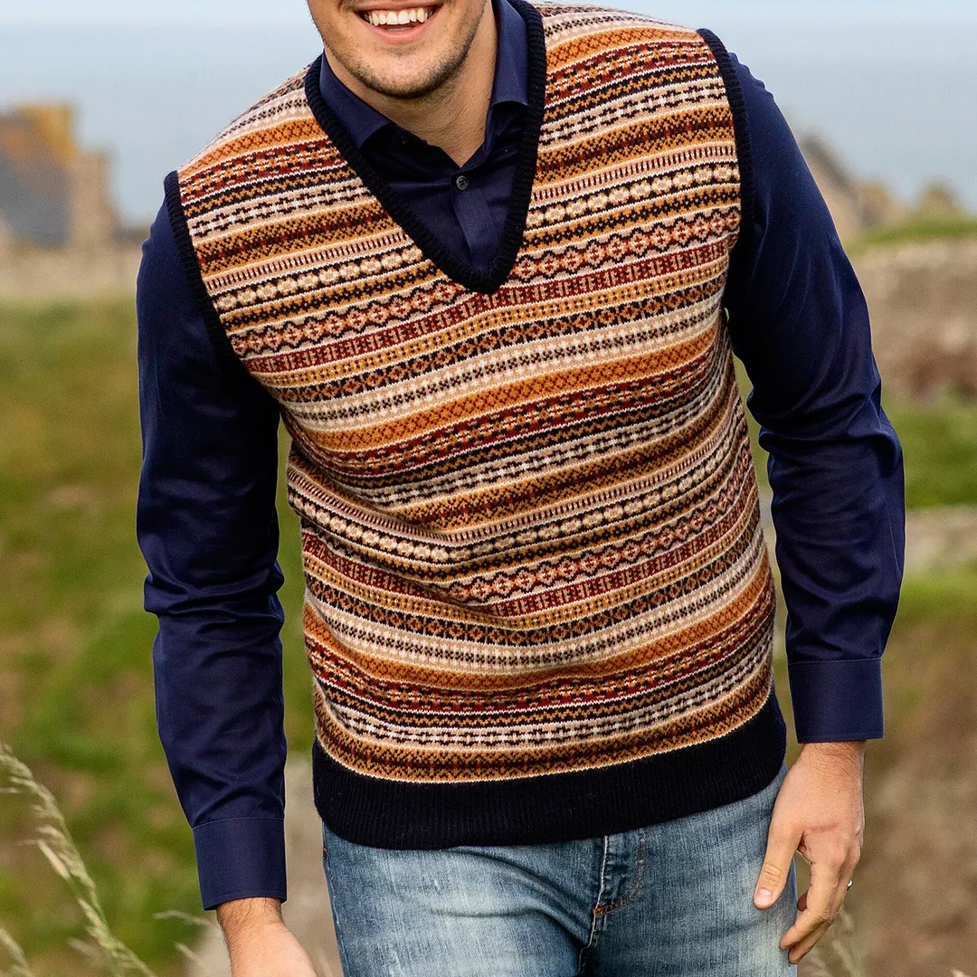 Vintage Icelandic Geometric Knit Vest Sweater