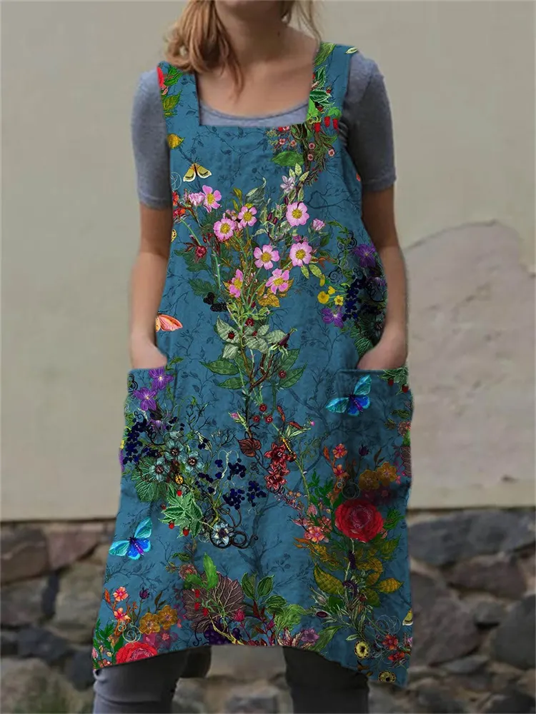 Bloomsbury Garden Art Pocket Cross Back Apron