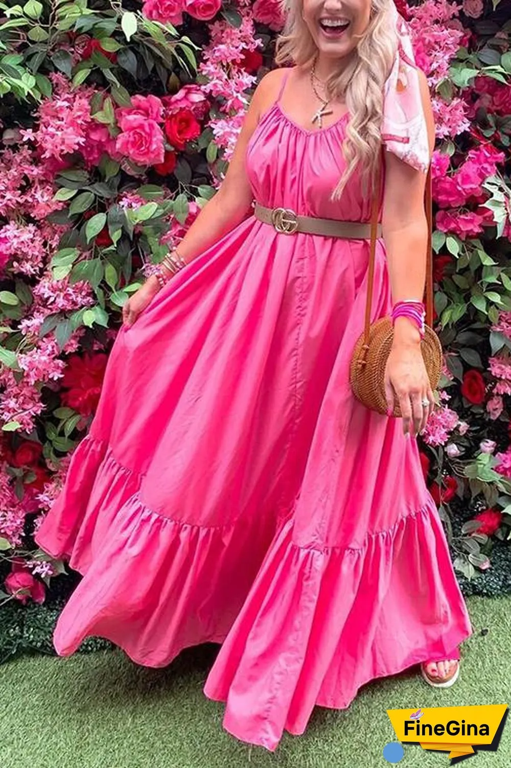 Ruffles Hem Slip Maxi Dress