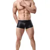 Men's Leather Underwear Lingerie Boxer Shorts Underwear with Bulge Pouch Briefs Shorts Low Rise Trunks