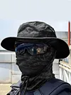 Men Camo Fishing Hat Foldable Casual Balaclava Sun Hat Breathable Bucket Hat