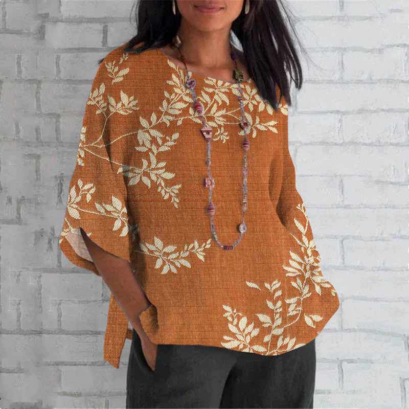 Floral Print Crew Neck Casual T-Shirt artswardrobe