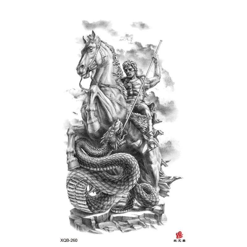 Sdrawing Temporary Sleeve Tatooo Stickers Tiger Lion Elephant Rose Flowertattoo Arm Body Art Fake Tatoo Male Female Black