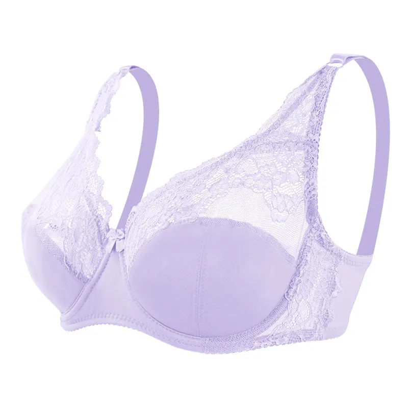 Sexy Bra Women Large Lace Bralette Plus Size Lingerie Female Thin Lace Brassiere Underwear Underwire Padded Bras C D Cup