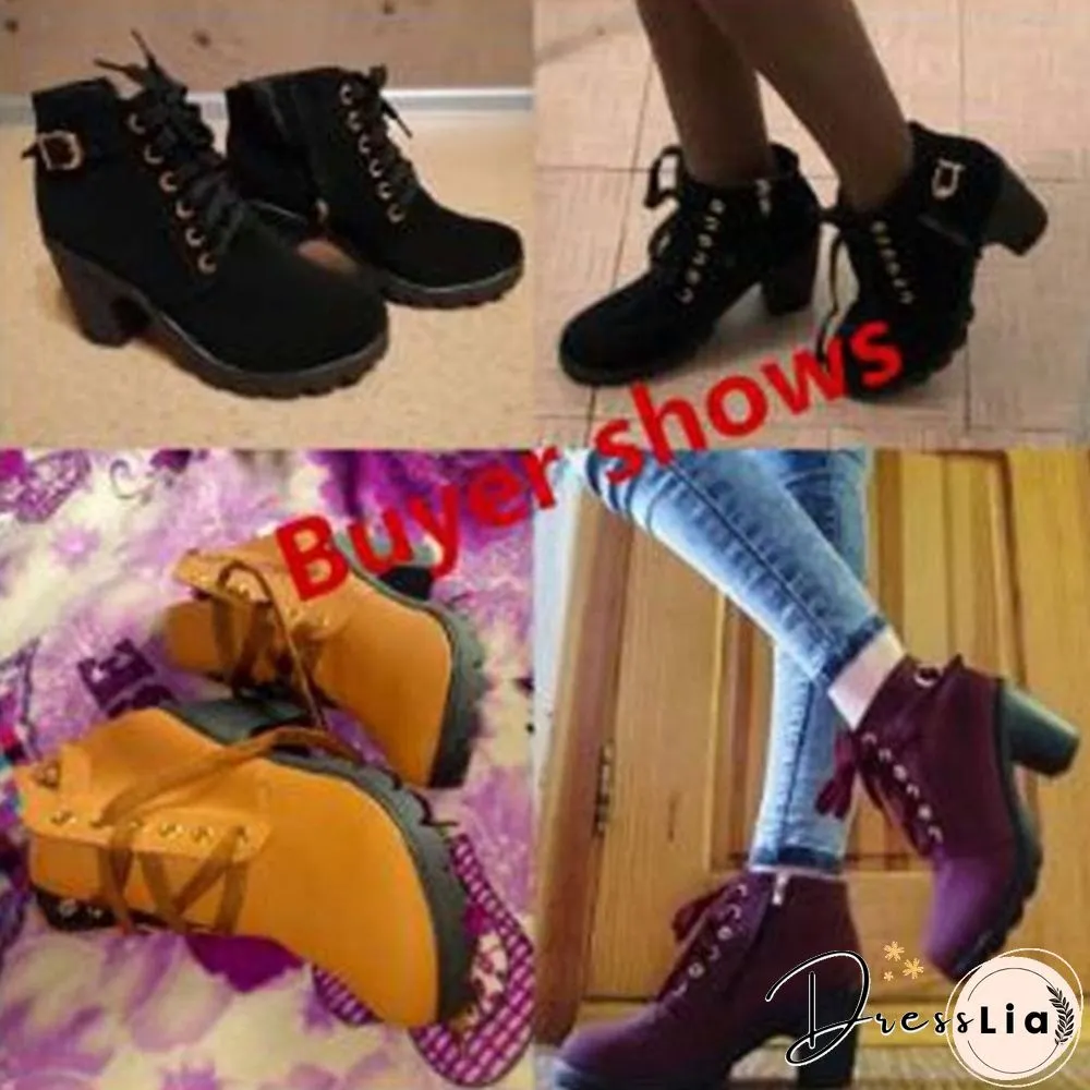 New Large Size Ladies Shoes Thick Heel Short Boots Botas De Mujer Ladies Boots Womens Shoes for Women