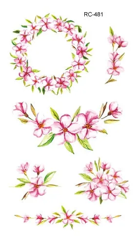 52 Kinds Watercolor Flora Lavender Waterproof Fake Tattoos Temporary Women Arm Chest Ankle Stickers Floral Body Art Tatto Flower