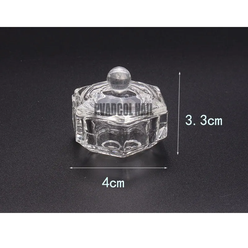 Crystal Glass Dappen Dish Cup Holder Lid Bowl Nail Art Acrylic for Liquid Powder-Nail Inspo