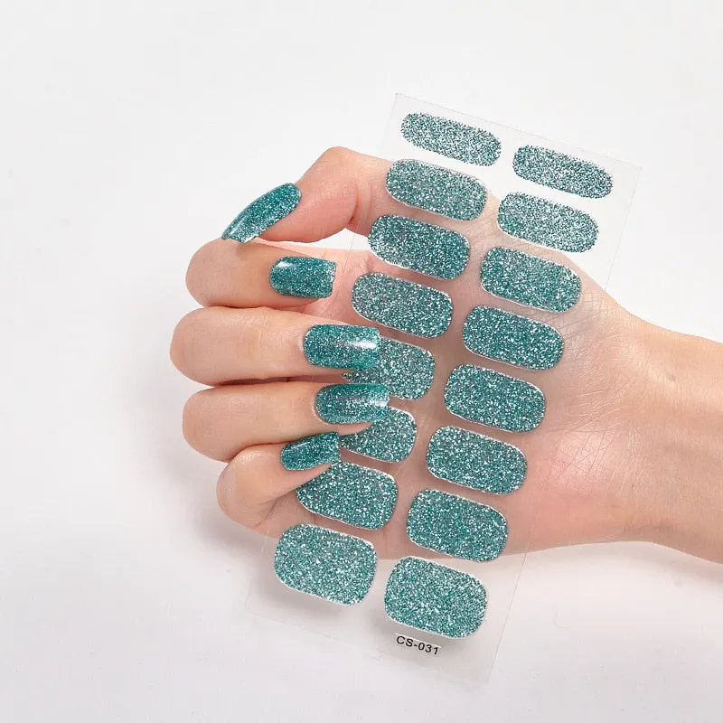 Nails Art Decoration Glitter Series Powder Sequins Decals Plain Stickers Nails Sticker Designer Nail Strips Women Nail Designs