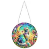 5D Diamond Painting Double Sided Effect  Stained Glass Panel Decorative Home Garden Decoration Hanging Kit(Cat)