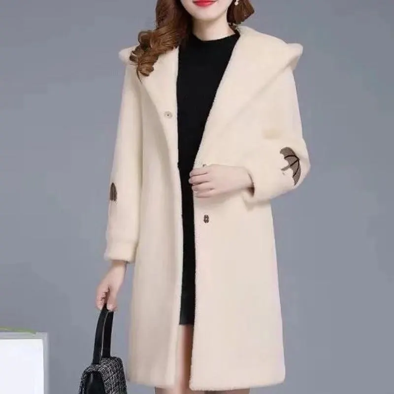 Women's coat autumn and winter cashmere medium length spring and autumn foreign style windbreaker new versatile women's woolen
