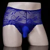Lace mesh men's sexy ultra-thin transparent pouch jj set shorts with balls
