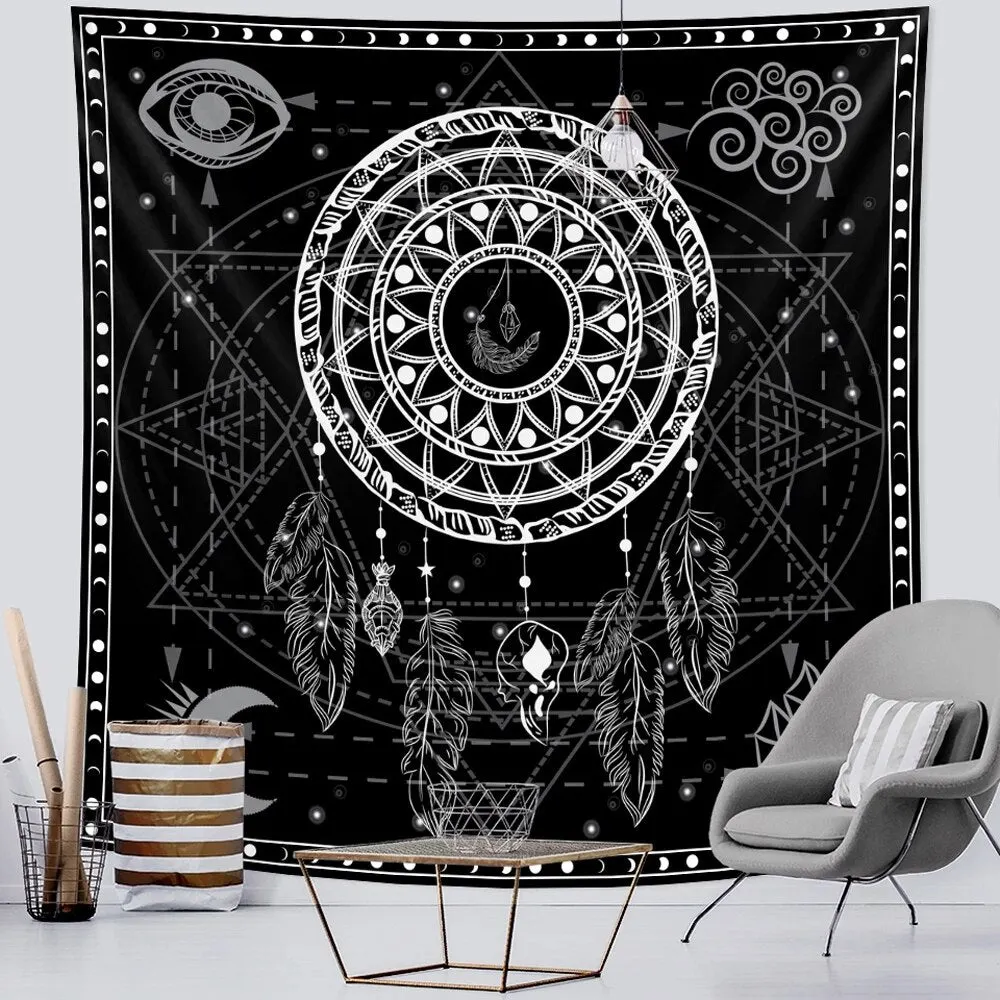 Viking mystical symbol tapestry home decoration tapestry psychedelic scene wall hanging Bohemian decoration crow sofa blanket