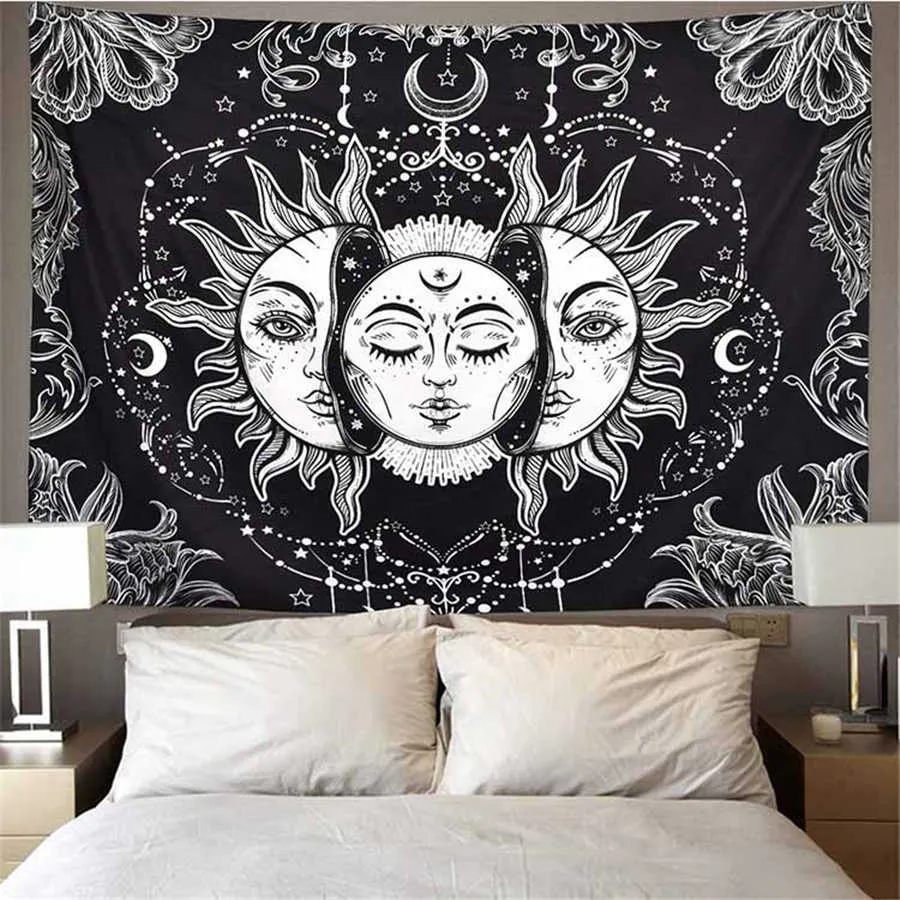 India Mandala Tapestry Wall Hanging Sun Boho Decor Wall Cloth Tapestry Psychedelic Hippie Wall Tapestry Mandala Carpet Yoga Mat