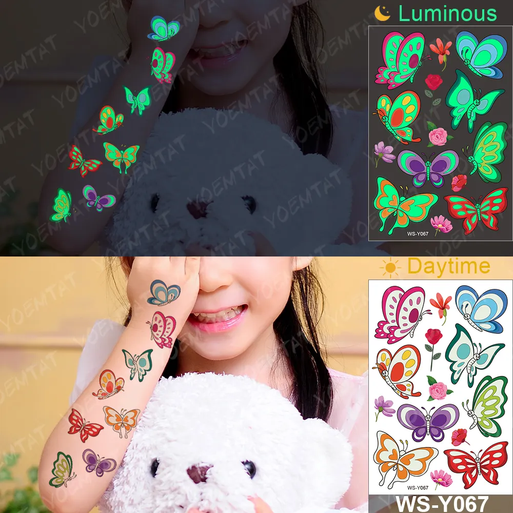 sdrawing Waterproof Temporary Tattoo Woman Sticker Panda Tiger Cute Animal Glowing Tatto Boy Girl Baby Child Kid Flash Fake Tato