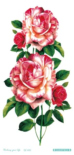 QC-671/20X10cm Long Colorful High Solution Body Art Purple Peony Flowers Circle Design Temporary Fake Flash Tatoo Sticker Taty