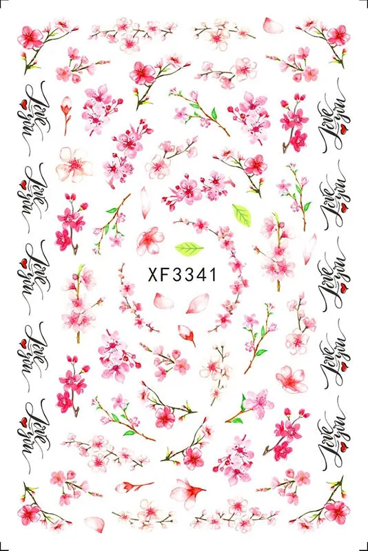 3D Nail Art Stickers Manicure Decoration Design Nail Art Decal Green Clover Leaf Nail Art Designer Decals Beautiful Flower