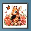 Girafe Et Fleurs-Per&ccedil;age Rond Peinture Diamant-30*30CM