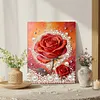 Red Roses DIY Pearl Painting Kit with Frame 30x40cm Pearl Gem Paintings Picture Arts Craft for Adults Beginners Gift Home Wall Decor