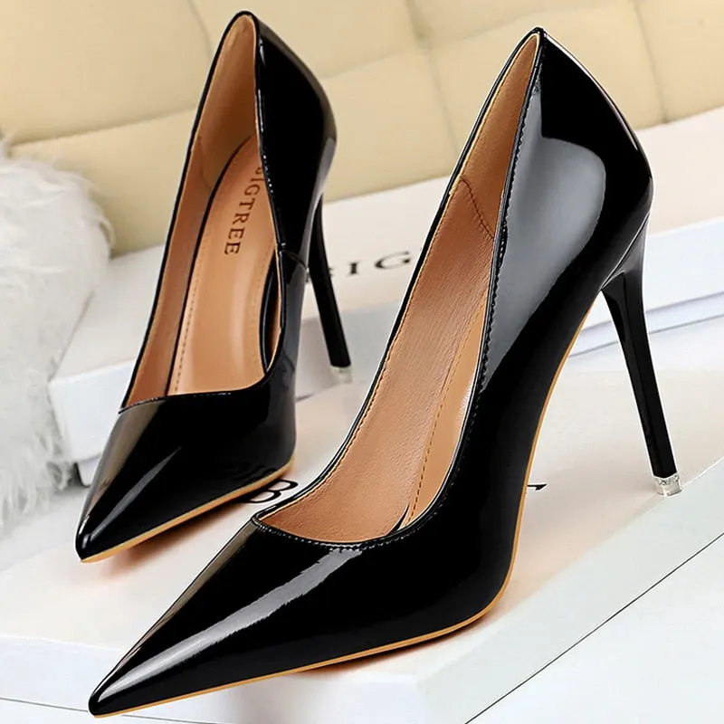 BIGTREE Shoes Patent Leather Shoes Woman Pumps High Heels Stiletto Heels 10.5 Cm Red Wedding Shoes Bridal Shoes Women Heels 2021
