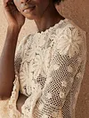 See-Through Crochet Long Sleeves Midi Dress