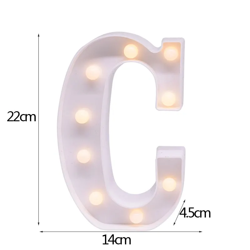 DIY LED Letter Night Light Creative 26 English Alphabet Number Battery Lamp Romantic Wedding Party Decoration