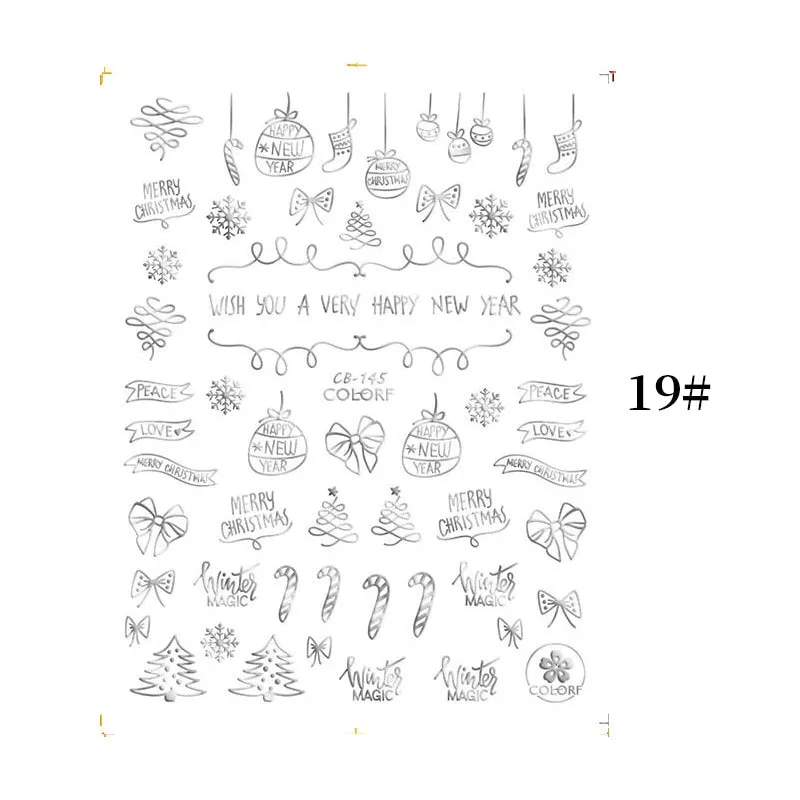 1 Sheet Christmas 5D Nail Stickers Gold And Sliver Snowflakes Transfer Nail Decals Slider Decoration For Manicuries