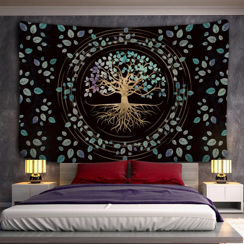 Death Mushroom Forest Tapestry Wall Hanging Fairy Tale Castle Skeleton Bohemian Psychedelic Home Dormitory Dream Decor