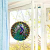 5D Diamond Painting Double Sided Effect  Stained Glass Panel Decorative Home Garden Decoration Hanging Kit(Pecock)