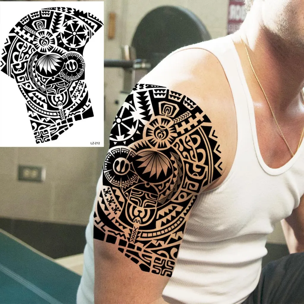Large Lion Temporary Tattoos For Men Adults Realistic Totem Watercolor Tiger Fake Tattoo Sticker Chest Body Tatoos Waterproof