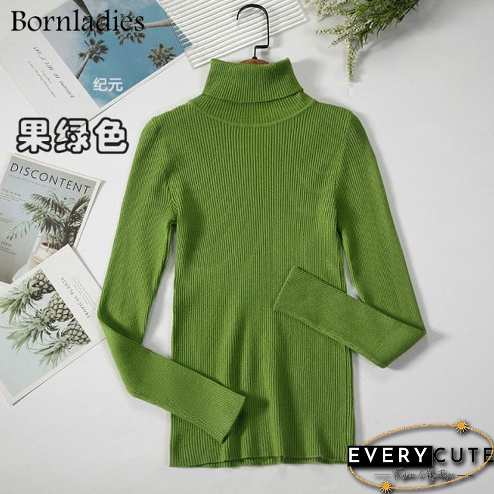 Bornladies Basic Turtleneck Women Sweaters Autumn Winter Tops Slim Women Pullover Knitted Sweater Jumper Soft Warm Pull