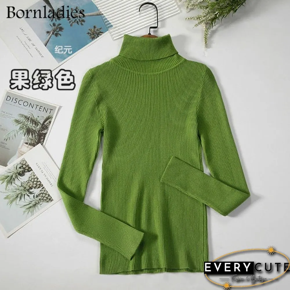 Bornladies Basic Turtleneck Women Sweaters Autumn Winter Tops Slim Women Pullover Knitted Sweater Jumper Soft Warm Pull