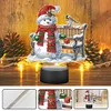 (US Local)Acrylic Double Sided Xmas Snowman 5D Diamond Painting Night Light for Tabletop